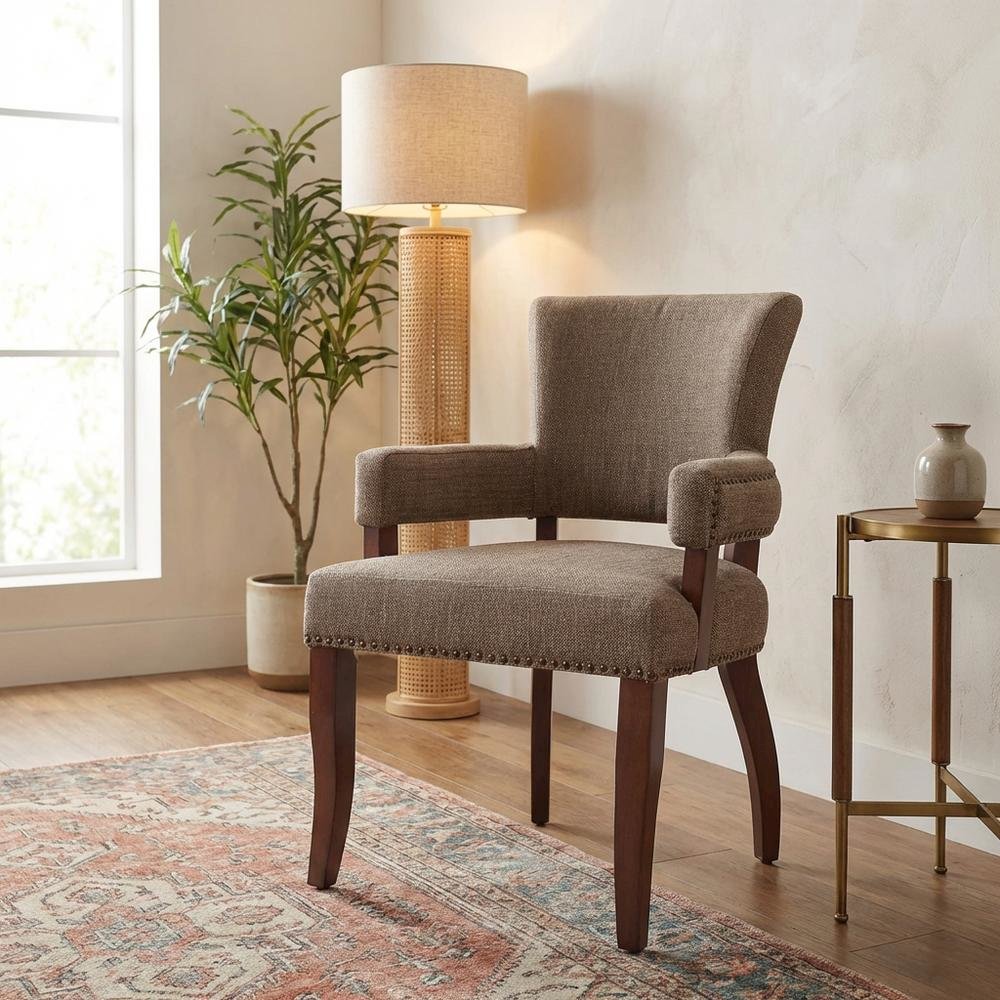 Espresso Arm Dining Chair with Elegant Design and Comfortable Seating