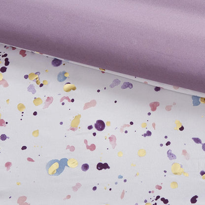 Metallic Glitter Printed Reversible Comforter Set - Plum, Belen Kox