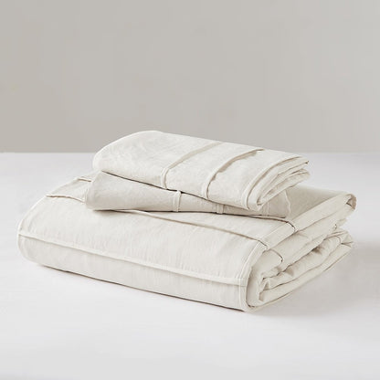 Porter Soft Washed Pleated Duvet Cover Set, Neutral color