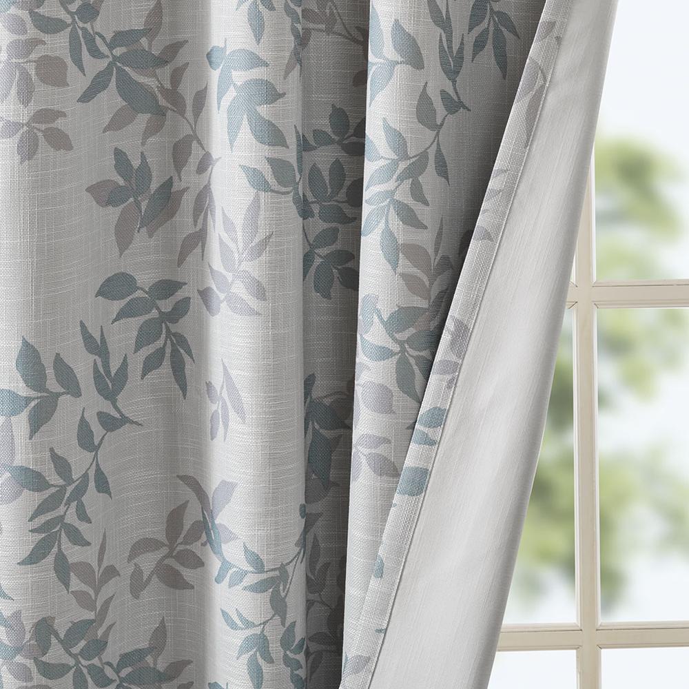 Aqua Printed Botanical Blackout Window Panel, Belen Kox