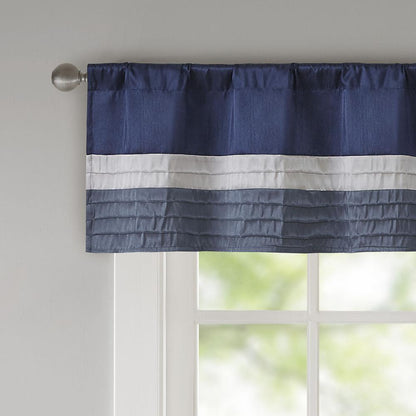 Navy Pintuck Striped Window Valance, Belen Kox