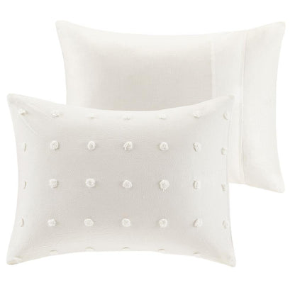Cotton Jacquard Comforter Set with Euro Shams and Throw Pillows