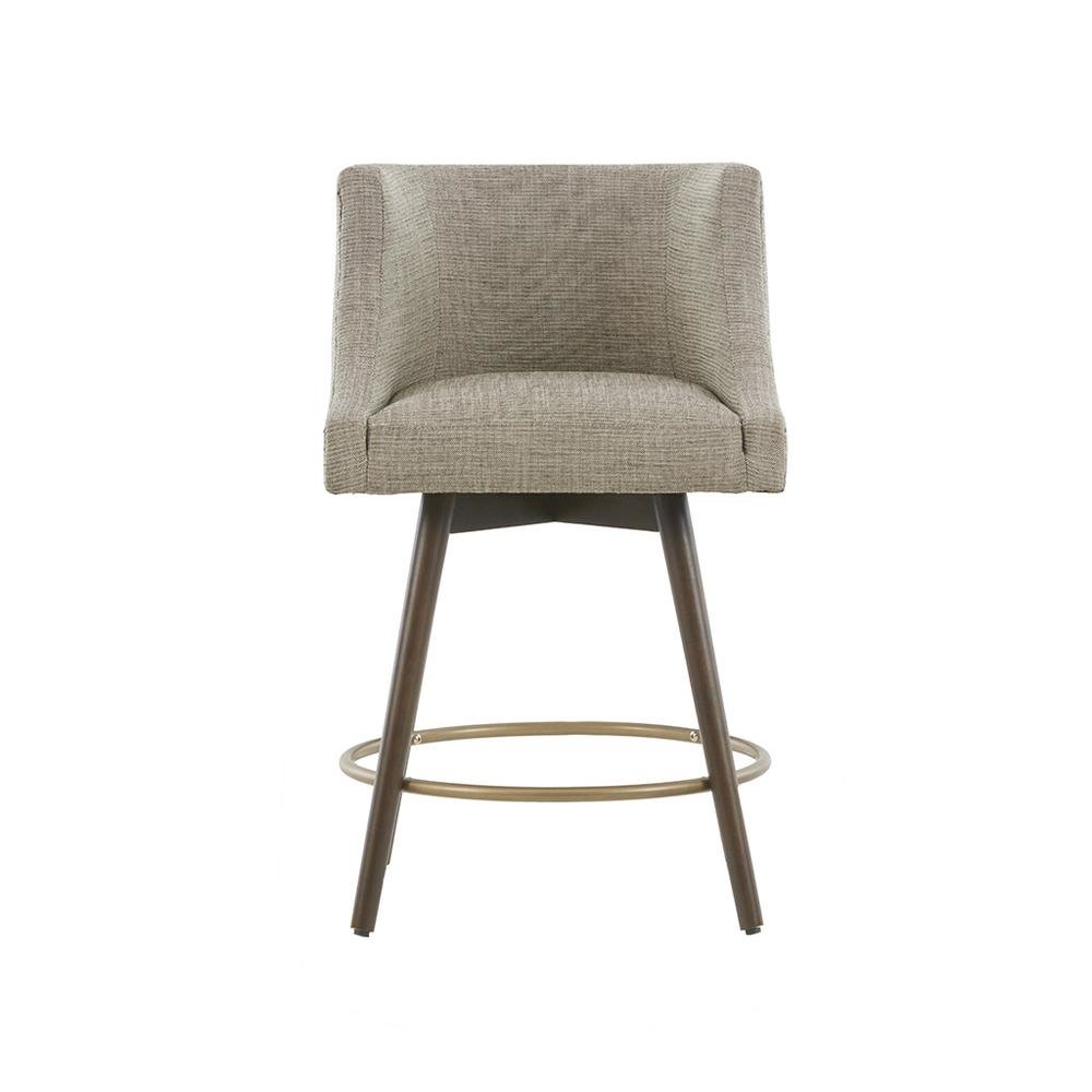 Blue Bar Height Stool, Upholstered Swivel Counter Stool with Solid Wood Frame