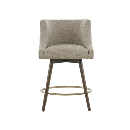 Blue Bar Height Stool, Upholstered Swivel Counter Stool with Solid Wood Frame