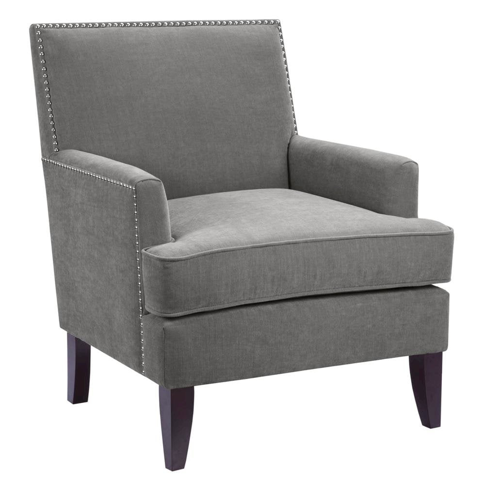 Gray Living Room Chair, Mid Century Modern Comfy Armchair with Wood Legs