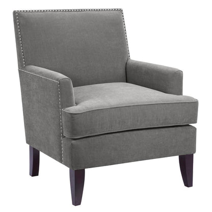 Gray Living Room Chair, Mid Century Modern Comfy Armchair with Wood Legs