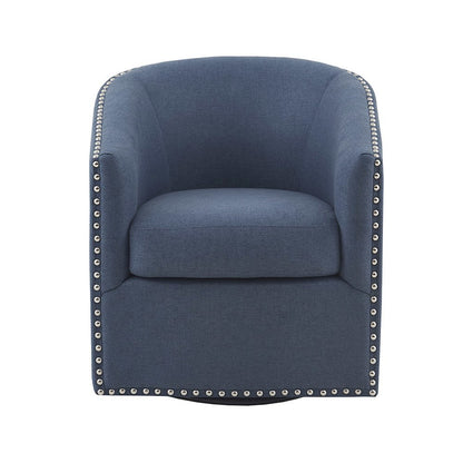Blue Swivel Accent Chair, Mid Century Swivel Armchair with 360° Base