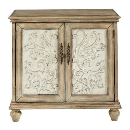Brown Rustic 2-Door Accent Cabinet, Vintage Sideboard with Solid Wood Legs