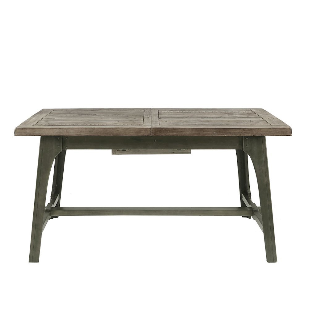 Gray Wood Extendable Dining Room Table with Leaf, Farmhouse Dining Table
