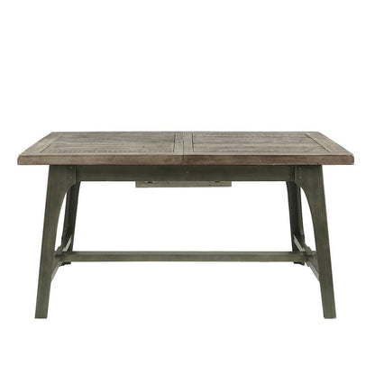 Gray Wood Extendable Dining Room Table with Leaf, Farmhouse Dining Table