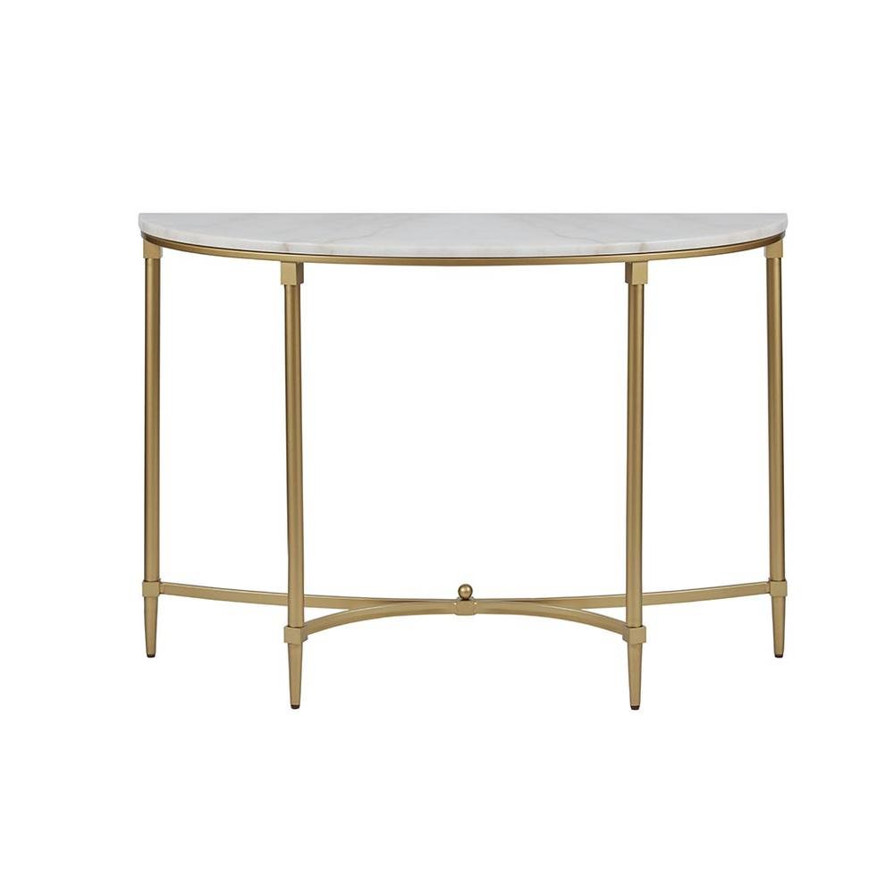 White Marble Hallway Table, Modern Luxury Console Table with Gold Legs
