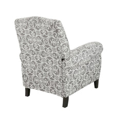 Gray Pushback Vintage Recliner Chair with Fretwork Print, Reclining Accent Chair