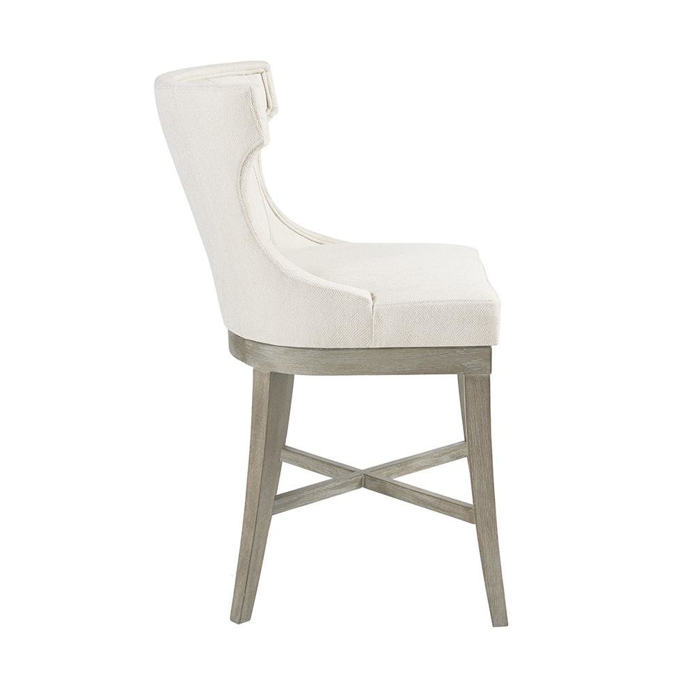 Swivel Beige Bar Height Stool, Upholstered Wingback Counter Height Chair