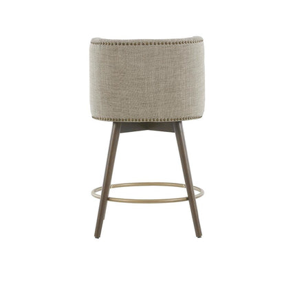 Blue Bar Height Stool, Upholstered Swivel Counter Stool with Solid Wood Frame