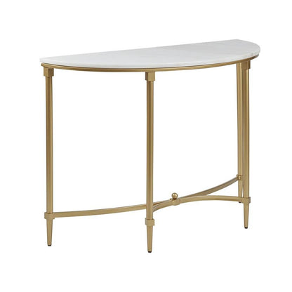 White Marble Hallway Table, Modern Luxury Console Table with Gold Legs