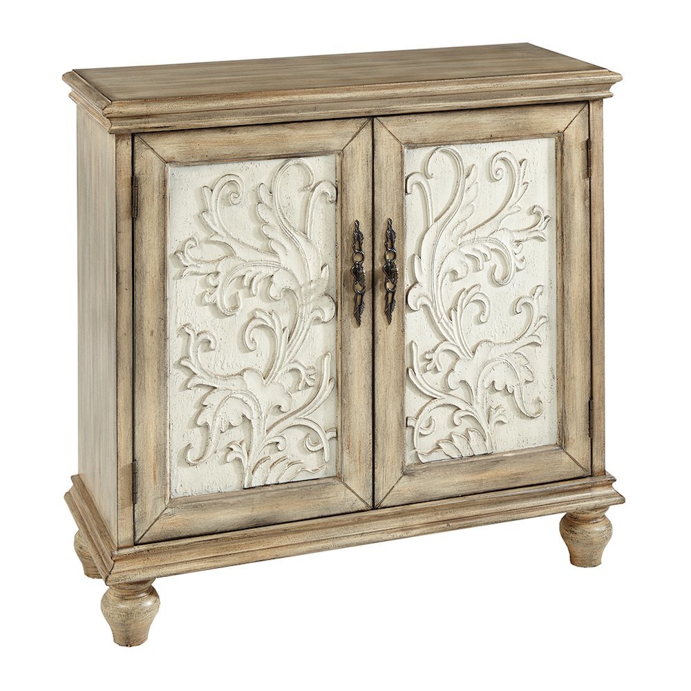 Brown Rustic 2-Door Accent Cabinet, Vintage Sideboard with Solid Wood Legs