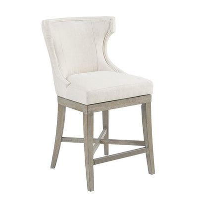 Swivel Beige Bar Height Stool, Upholstered Wingback Counter Height Chair