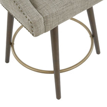 Blue Bar Height Stool, Upholstered Swivel Counter Stool with Solid Wood Frame