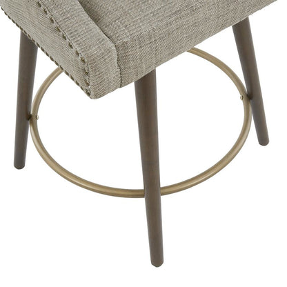 Blue Bar Height Stool, Upholstered Swivel Counter Stool with Solid Wood Frame