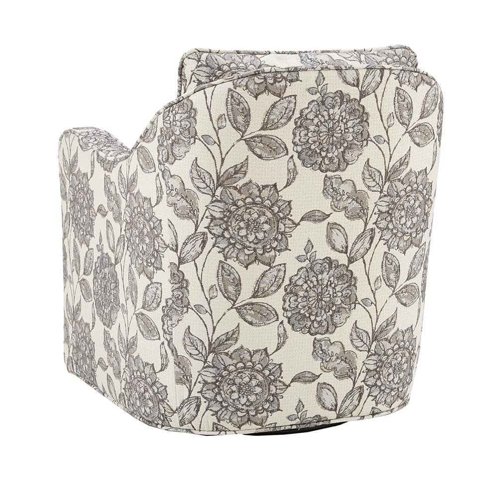 Floral Upholstered Swivel Accent Chair, Oversized Wide Armchair, 360° Rotation
