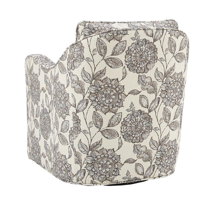 Floral Upholstered Swivel Accent Chair, Oversized Wide Armchair, 360° Rotation