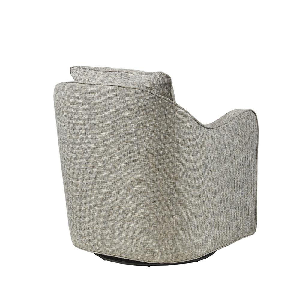 Gray Oversized Swivel Chair, Wide Armchair Solid Wood Frame Upholstered Seat