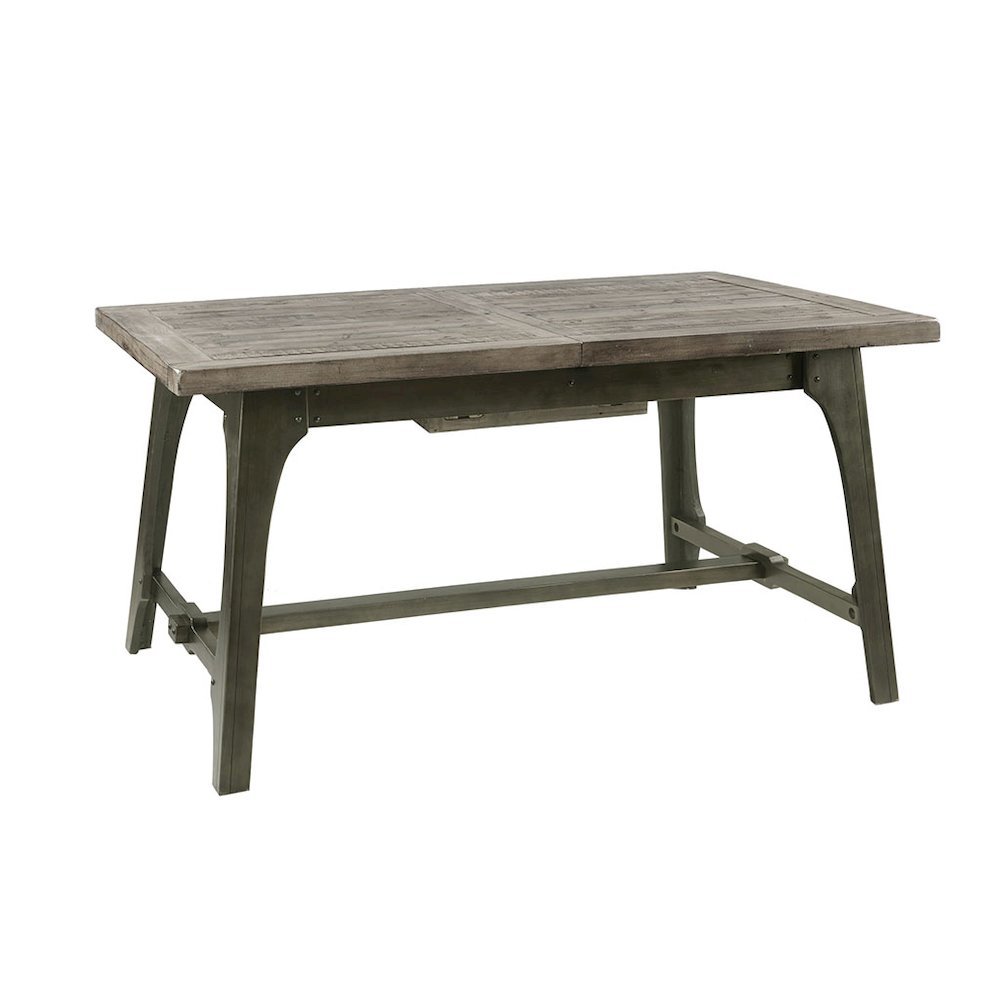 Gray Wood Extendable Dining Room Table with Leaf, Farmhouse Dining Table