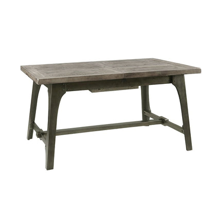 Gray Wood Extendable Dining Room Table with Leaf, Farmhouse Dining Table
