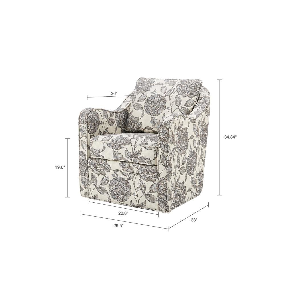 Floral Upholstered Swivel Accent Chair, Oversized Wide Armchair, 360° Rotation