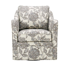 Floral Upholstered Swivel Accent Chair, Oversized Wide Armchair, 360° Rotation
