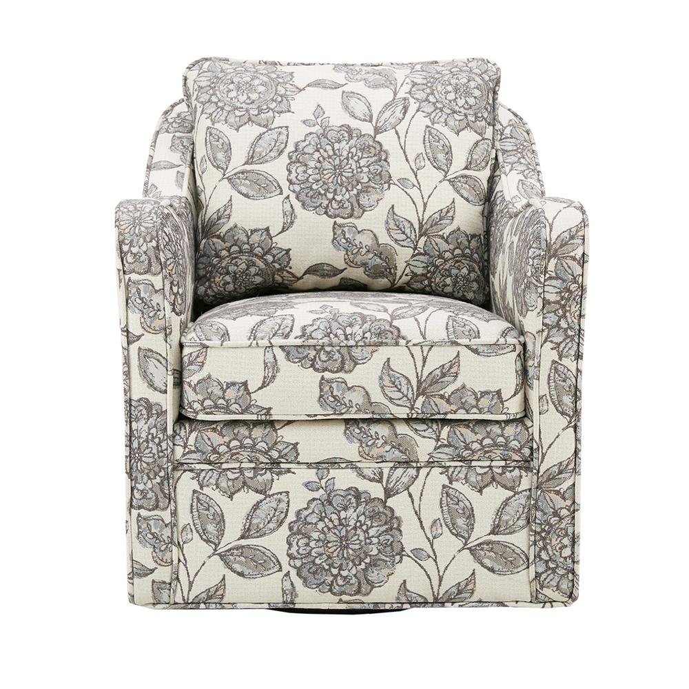 Floral Upholstered Swivel Accent Chair, Oversized Wide Armchair, 360° Rotation