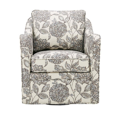Floral Upholstered Swivel Accent Chair, Oversized Wide Armchair, 360° Rotation