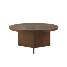 Round Coffee Table, Small Mid Century Wood Coffee Table with Walnut Finish