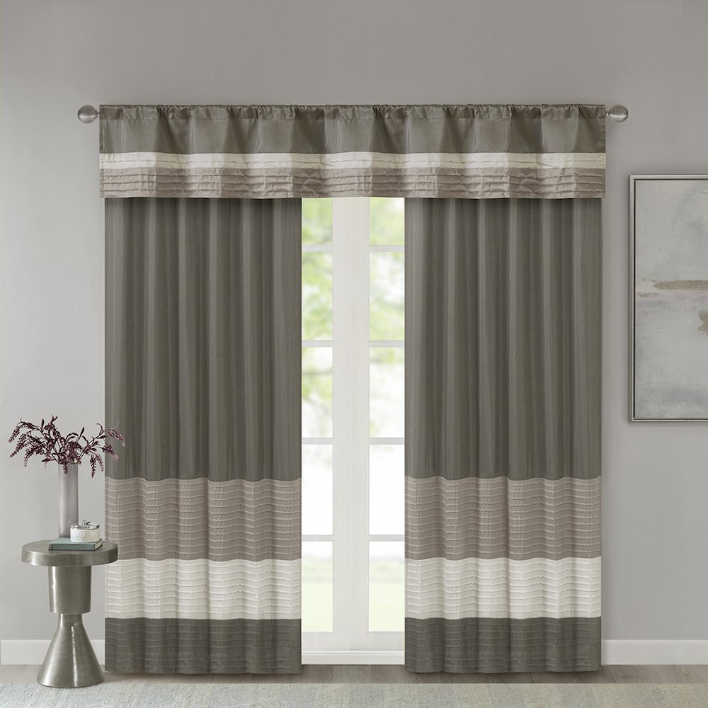 Natural Pintuck Striped Window Valance, Belen Kox
