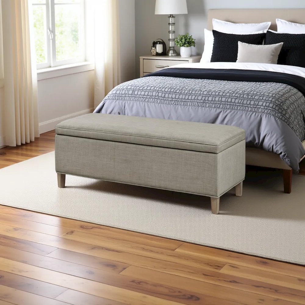 Gray Ottoman with Storage – Elegant Storage Bench for Bedroom & Living