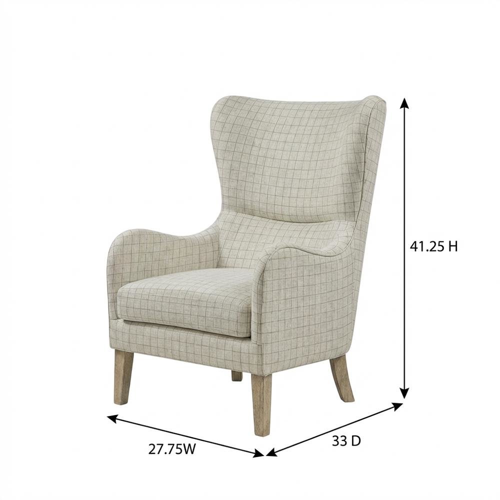 Beige Wing Chair with Stylish Design and Comfortable Upholstery