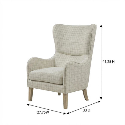 Beige Wing Chair with Stylish Design and Comfortable Upholstery