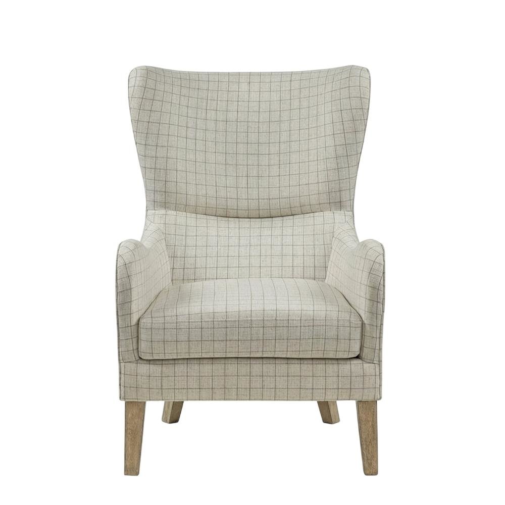 Beige Wing Chair with Stylish Design and Comfortable Upholstery
