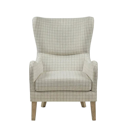 Beige Wing Chair with Stylish Design and Comfortable Upholstery
