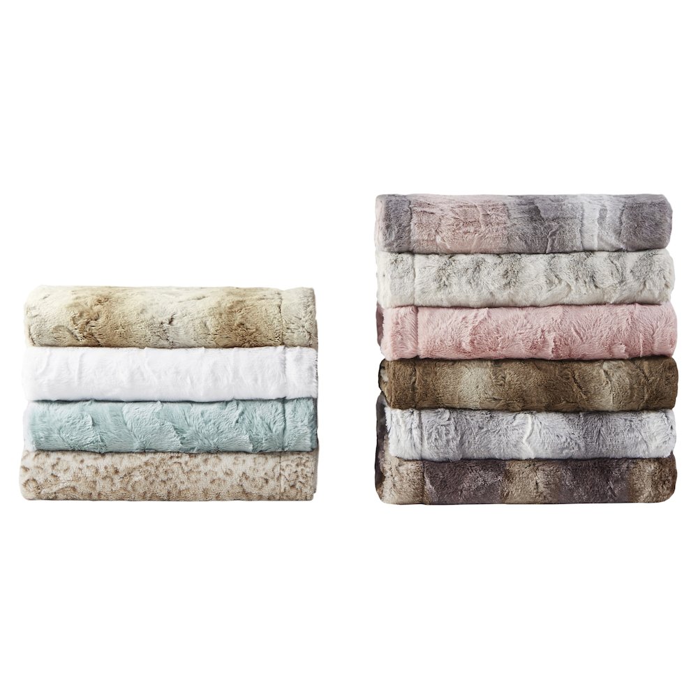 Zuri Faux Fur Throw, Snow Leopard color