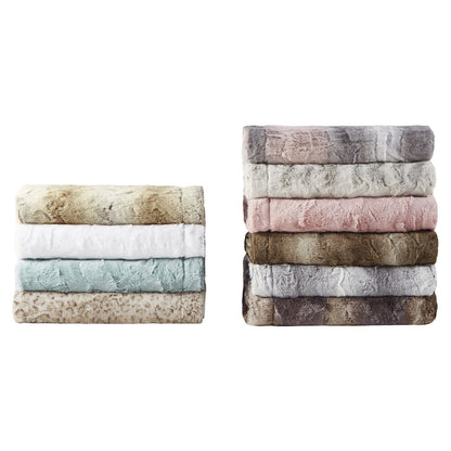 Zuri Faux Fur Throw, Snow Leopard color