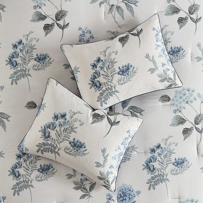 Floral Seersucker 7 Piece Comforter Set with Throw Blanket, Belen Kox