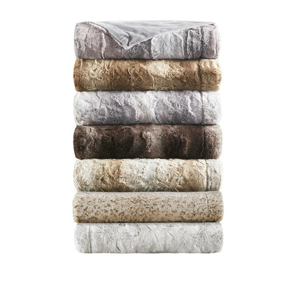 Zuri Snow Leopard Faux Fur Throw Blanket, Belen Kox