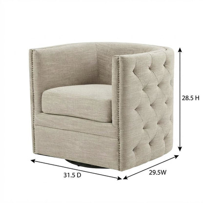 Cream Swivel Lounge Chair with Multi Pattern and 56.28 lb weight