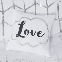 White and Silver Metallic Printed Comforter Set, Belen Kox