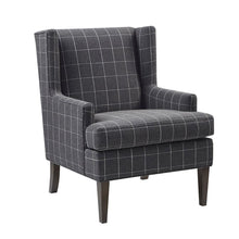 Elegant Gray & White Windowpane Accent Chair with Upholstered Seat – Ideal for Any Room