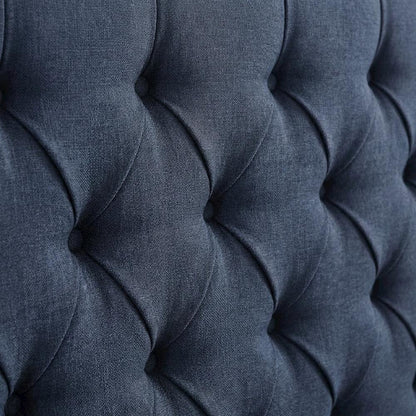 Blue Upholstered Headboard with Plywood Frame and Metal Legs for Bedroom