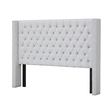 Gray Upholstery Headboard with Plywood Frame and Metal Legs for Bedroom