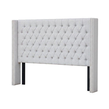 Gray Upholstery Headboard with Plywood Frame and Metal Legs for Bedroom