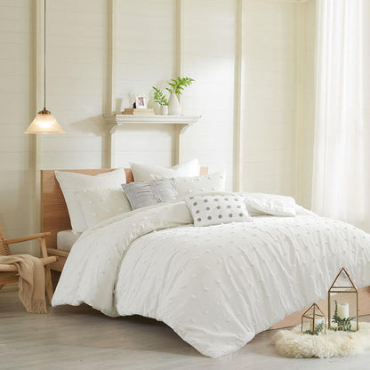 Cotton Jacquard Comforter Set with Euro Shams and Throw Pillows